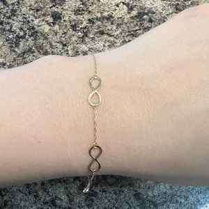 18k or 750 Real Solid Gold infinity bracelet